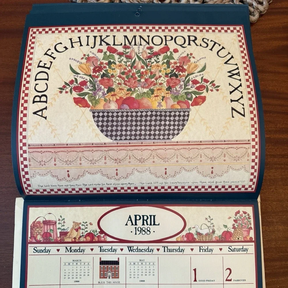 1988 Country Sampler Calendar ‎ – 12x12 – Folk Art Cottagecore Grannycore